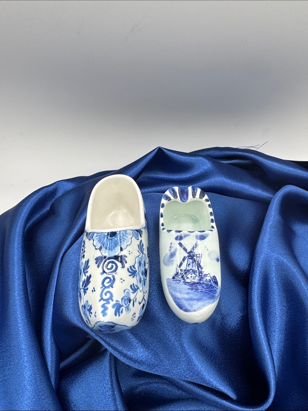 Blue and White Delft-Style Decorative Ceramic Clogs